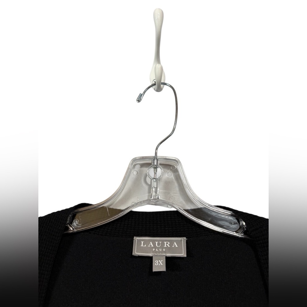 Laura Plus 14+ / Plus Size Black Open Front Short Sleeve Cardigan / 3X - Picture 3 of 10